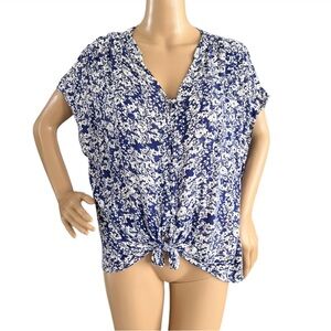 Made Printed Tie Front Top